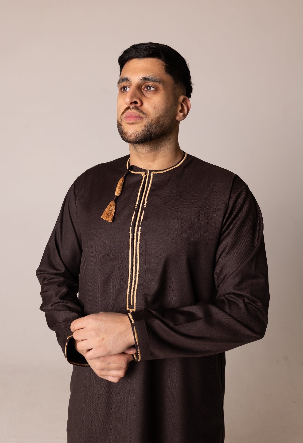 Brown & Gold Patterned Omani Thobe RM25 image 2