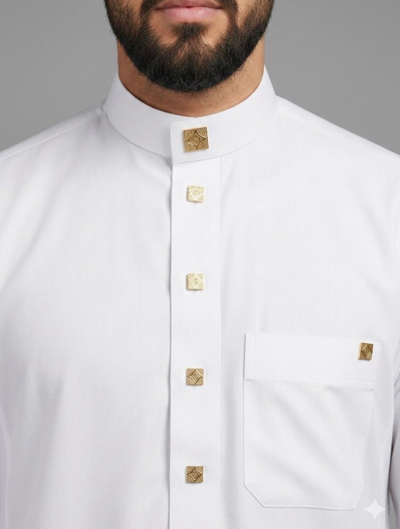 Kids white Gold Stud Thobe