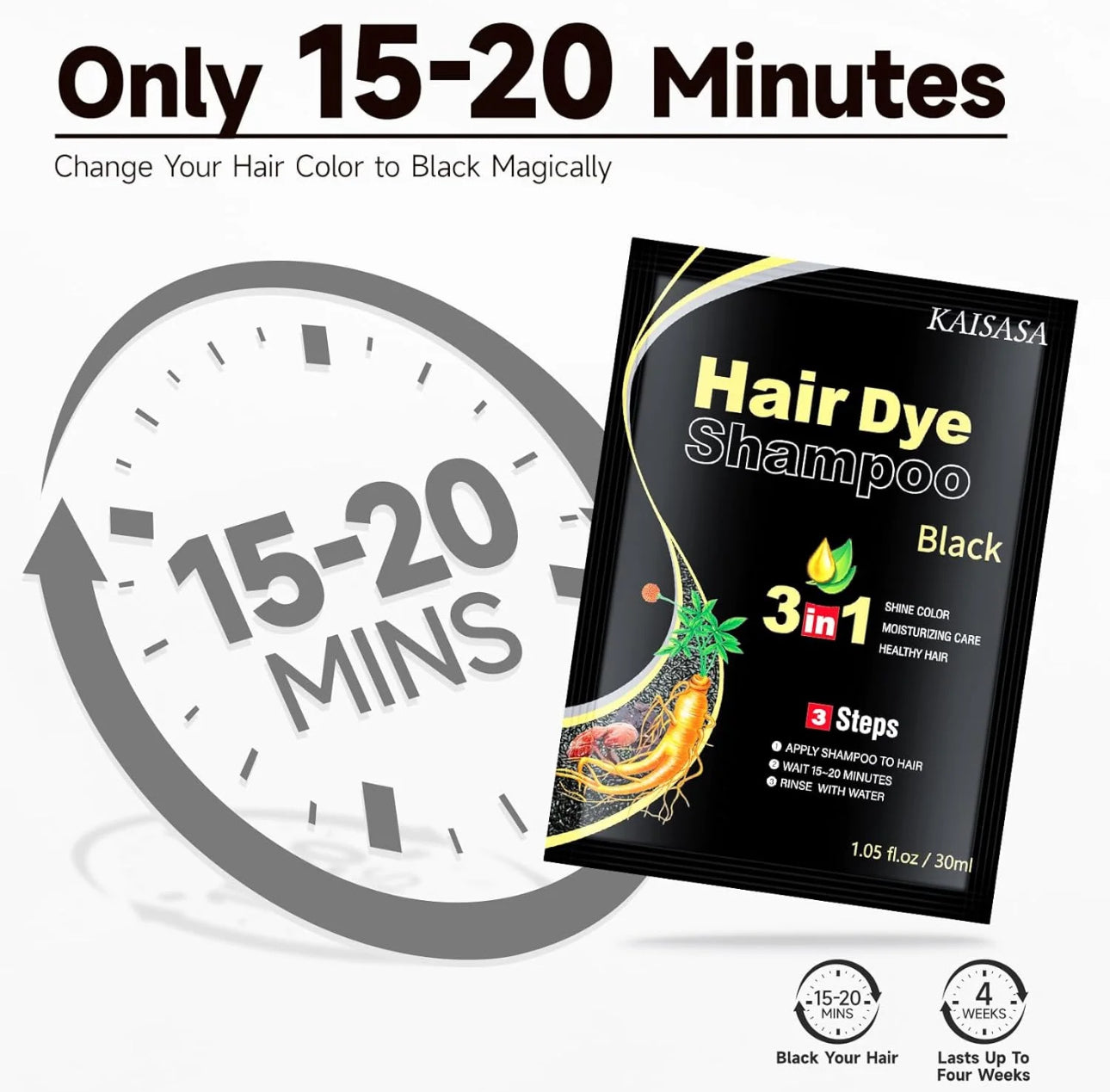 Hair Dye Shampoo, 10pcs hair dye shampoo 3 in 1, Natural Herbal Dye Shampoo image 4
