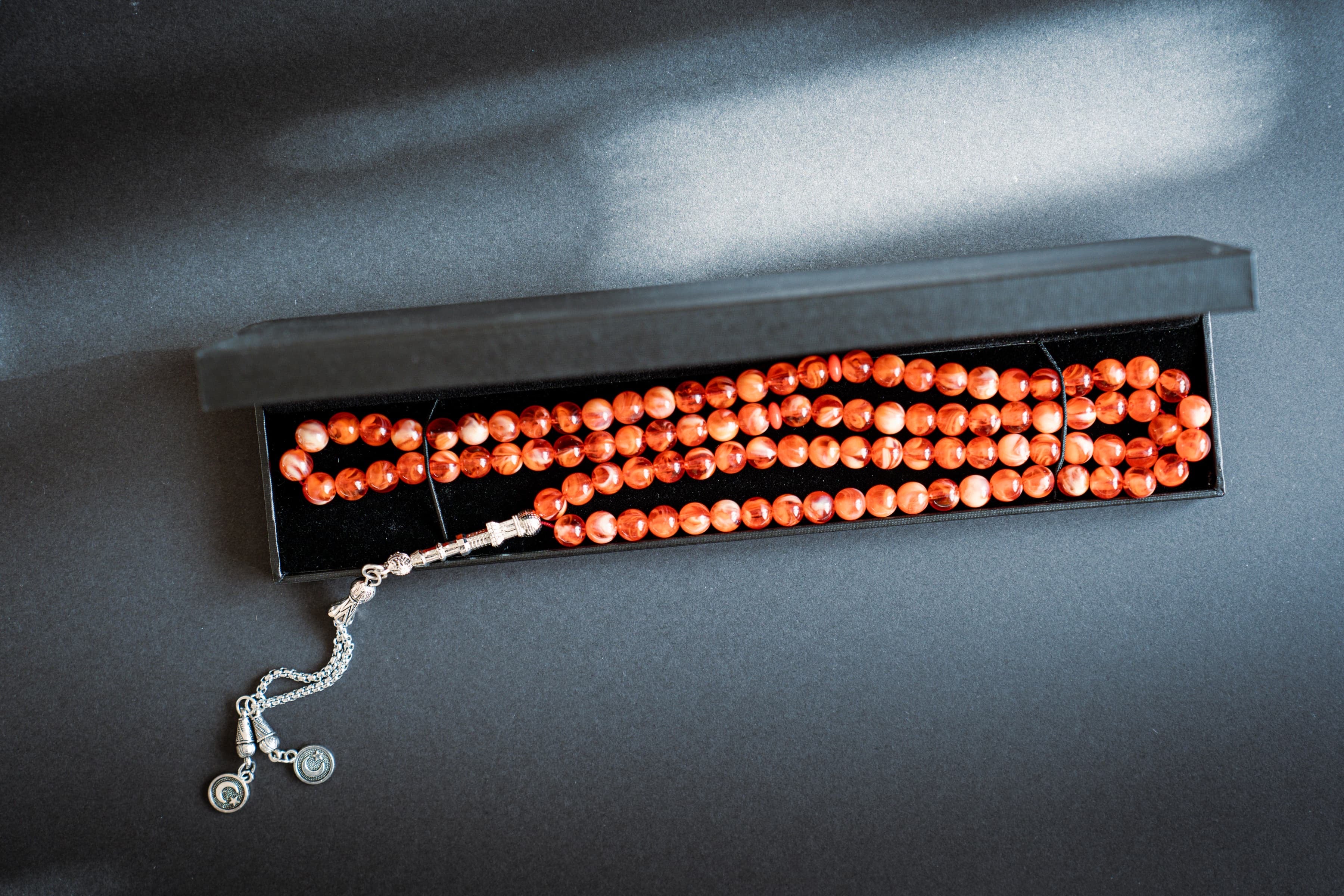 Natural Stone 99 beads Tasbeeh Green - Black - orange - yellow