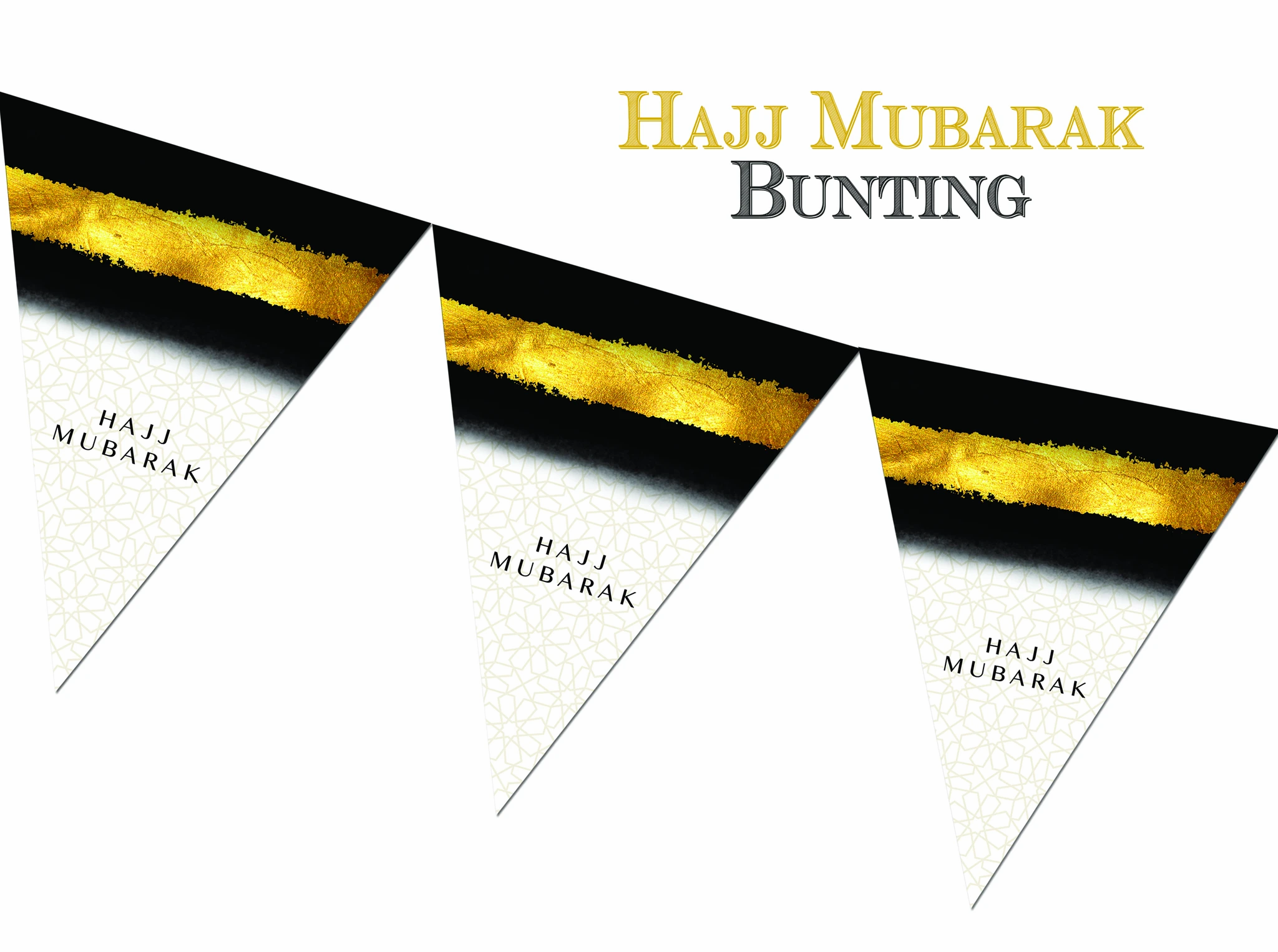 Hajj Mubarak Bunting - Black & Gold - FHB 03