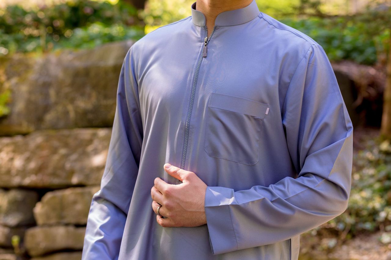 Classic Zip Thobe (Blue - Grey)