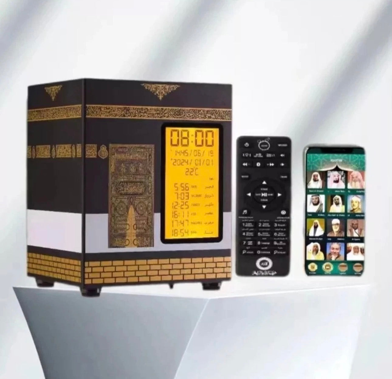 KABA AZAN CLOCK, AZAN CLOCK, QURAN CUBE, QURAN SPEAKER MECCA MODEL WITH CLOCK