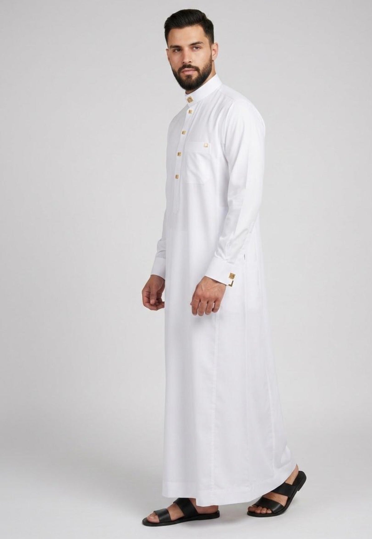 Kids white Gold Stud Thobe