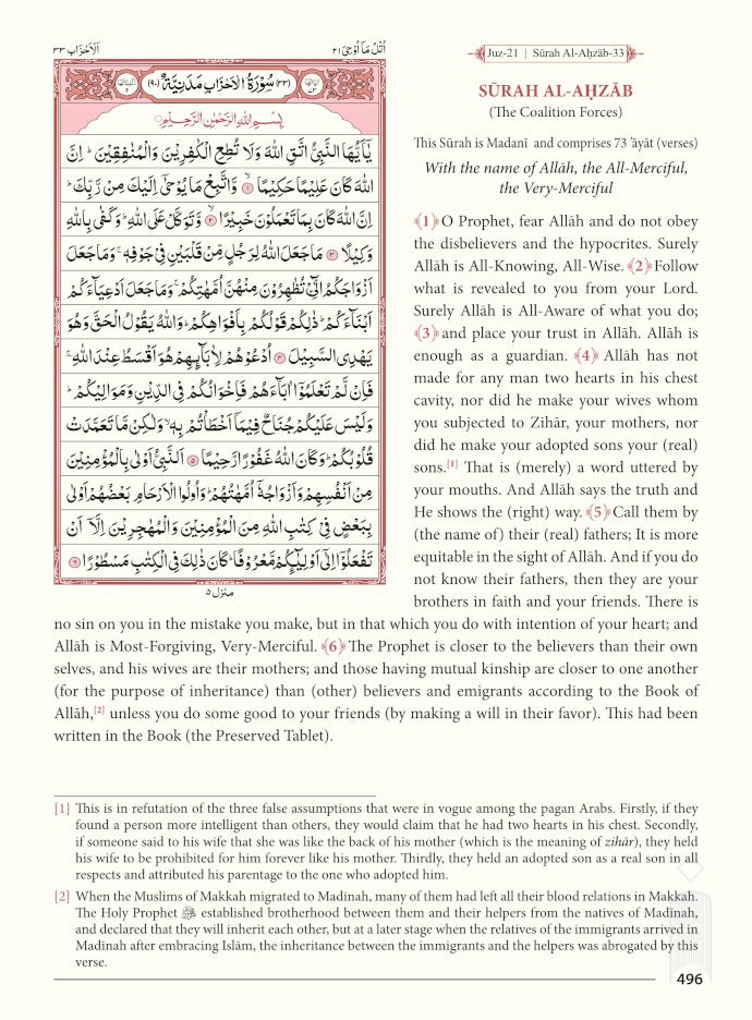 Meanings of the Noble Quran with Explanatory Notes | Complete Quran in 1 Volume,