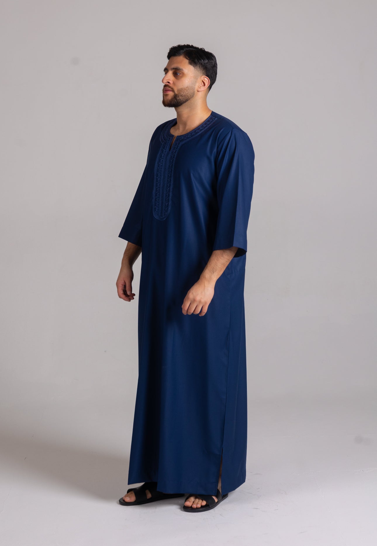 Premium 3 Quarter Sleeve Thobe Navy