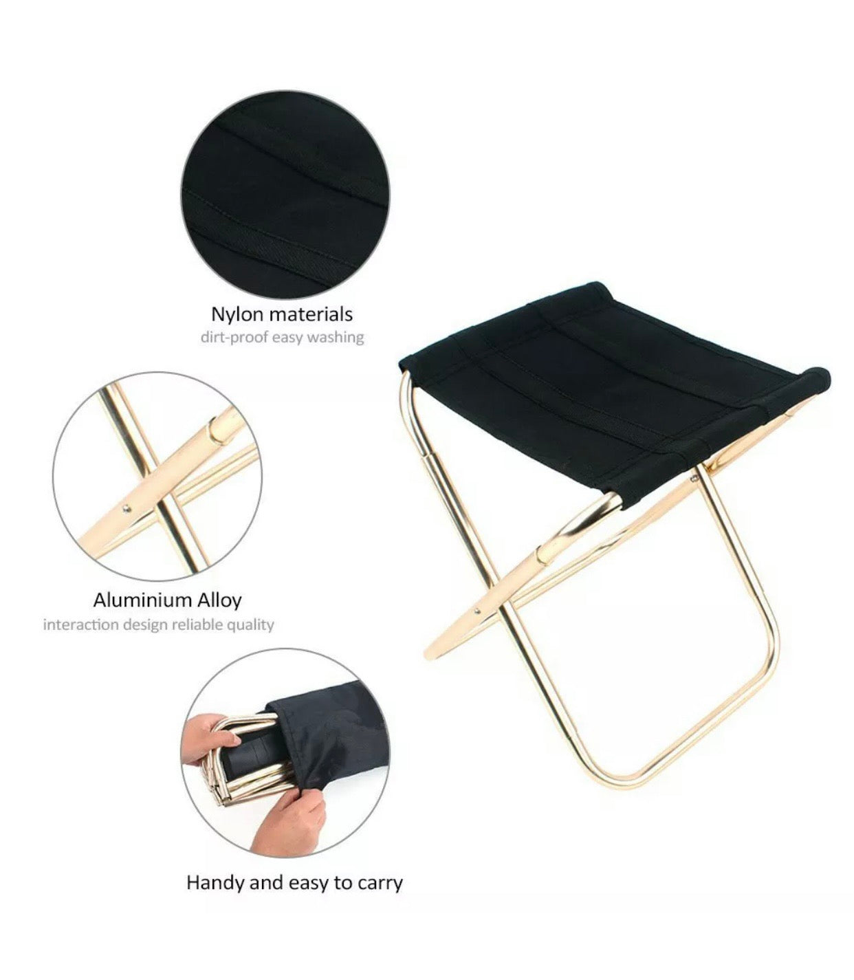 Portable Folding Mini Chair Foldable Stool Seat Aluminum