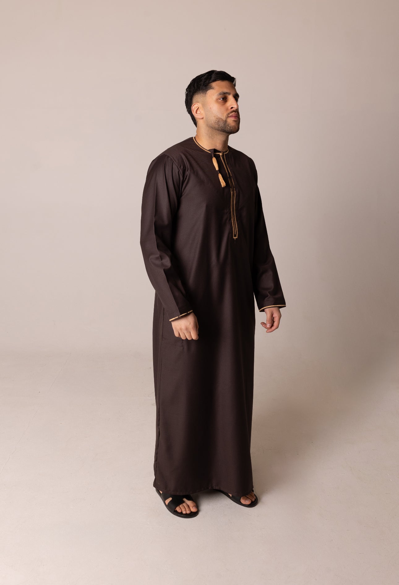 Kids Brown & Gold Patterned Omani Thobe RM25 image 5