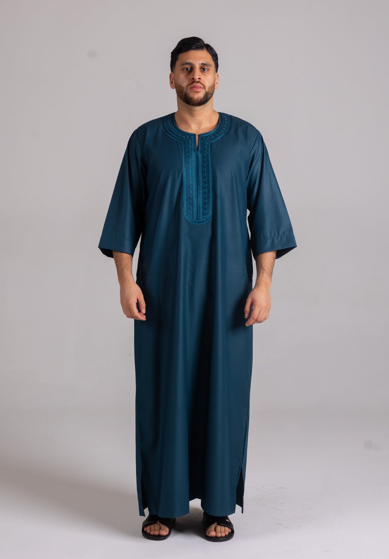 Kids Premium 3 Quarter Sleeve Thobe Teal image 3