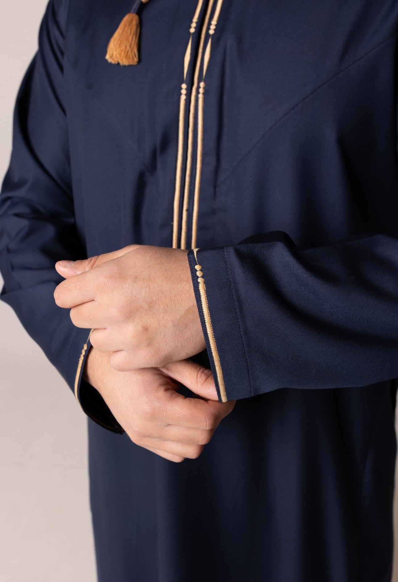 Navy & Gold Patterned Omani Thobe RM25 image 6