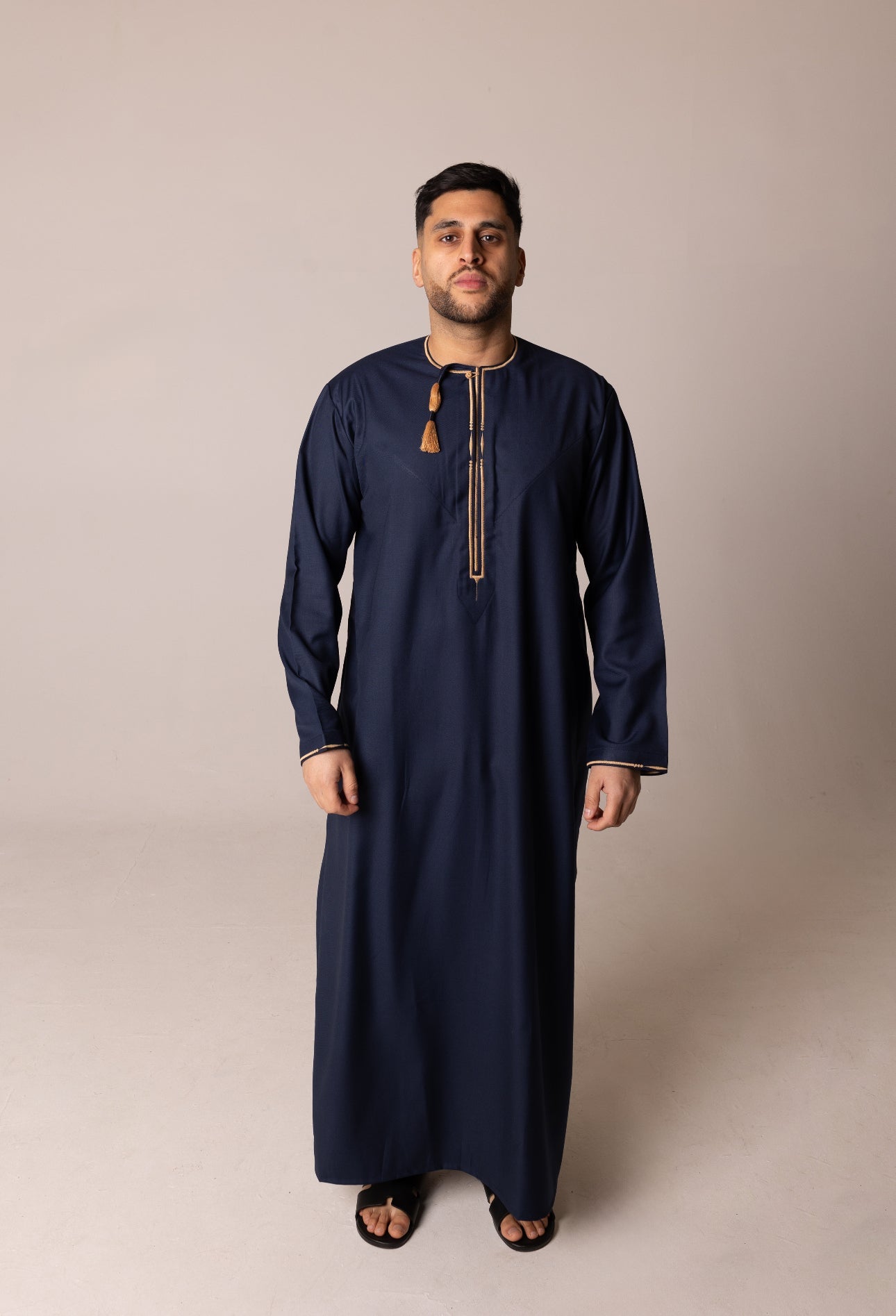 Kids Navy & Gold Patterned Omani Thobe RM25 image 6