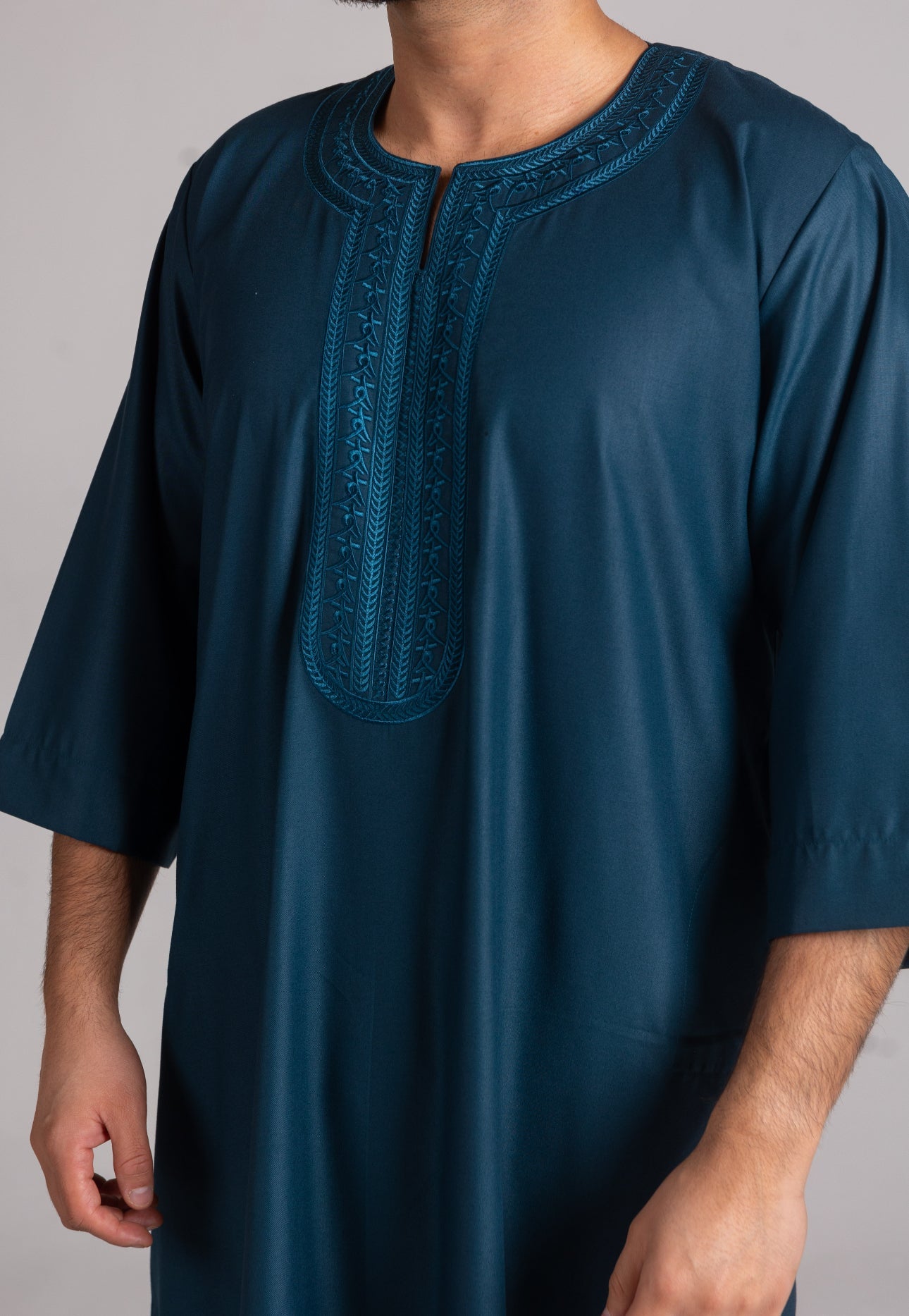 Kids Premium 3 Quarter Sleeve Thobe Teal image 5