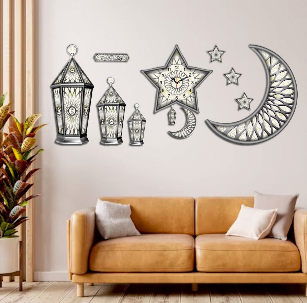 11 pcs Ramdhan Decoration Wood Set  Clock  image 3