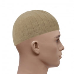 Knitted Vertical Line Prayer Hat - Beige
