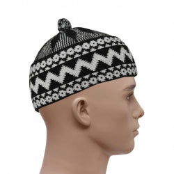 HAJI WOVEN PRAYER HAT - BLACK & WHITE