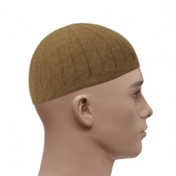 Knitted Vertical Line Prayer Hat - Light Brown