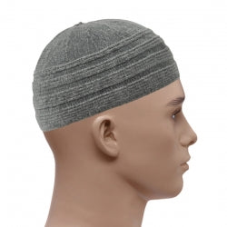 Soft Velvet Striped Prayer Hats - Grey