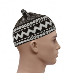 HAJI WOVEN PRAYER HAT - BROWN & WHITE