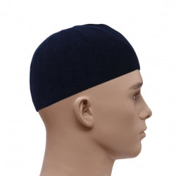 Knitted Vertical Line Prayer Hat - Navy