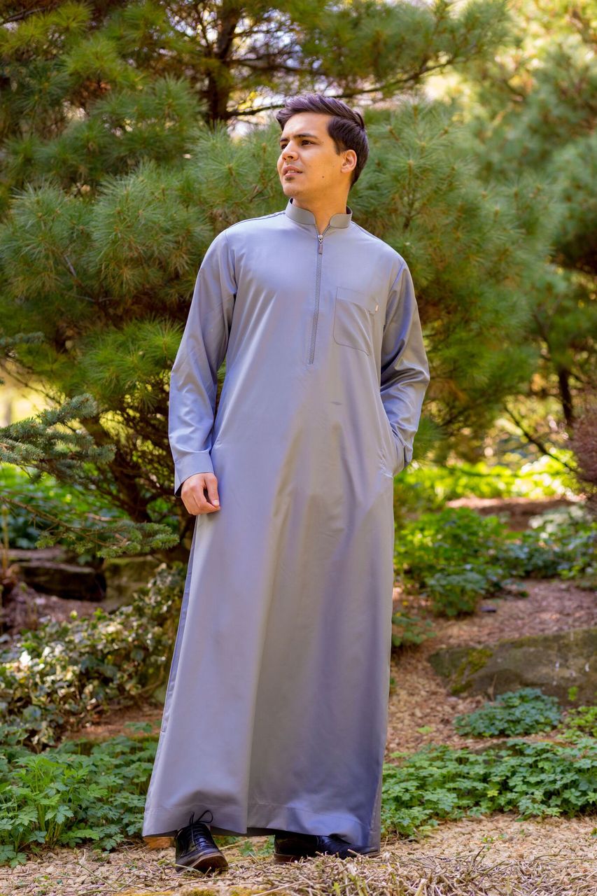 Classic Zip Thobe (Blue - Grey)