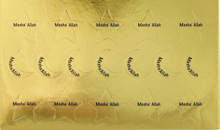 MASHALLAH GOLD STARS & CRESCENT STICKERS