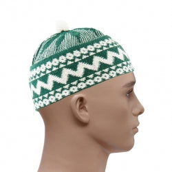 HAJI WOVEN PRAYER HAT - GREEN & WHITE