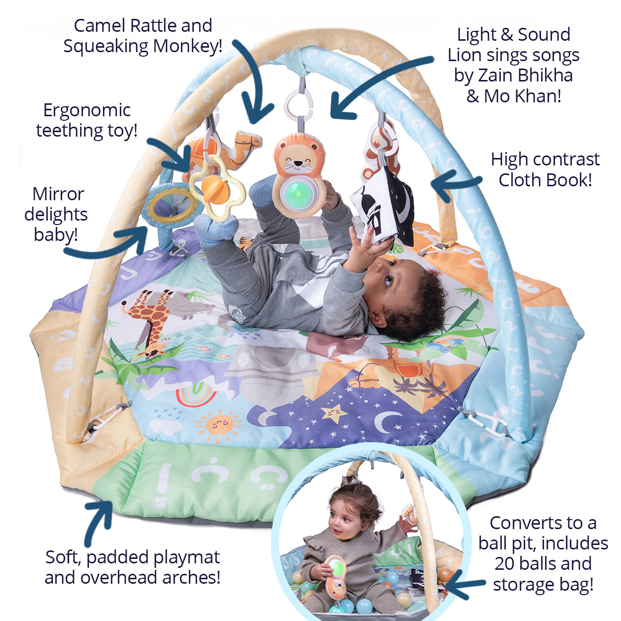 NEW! Arabic Alphabet 5-in-1 Activity Gym & Playmat