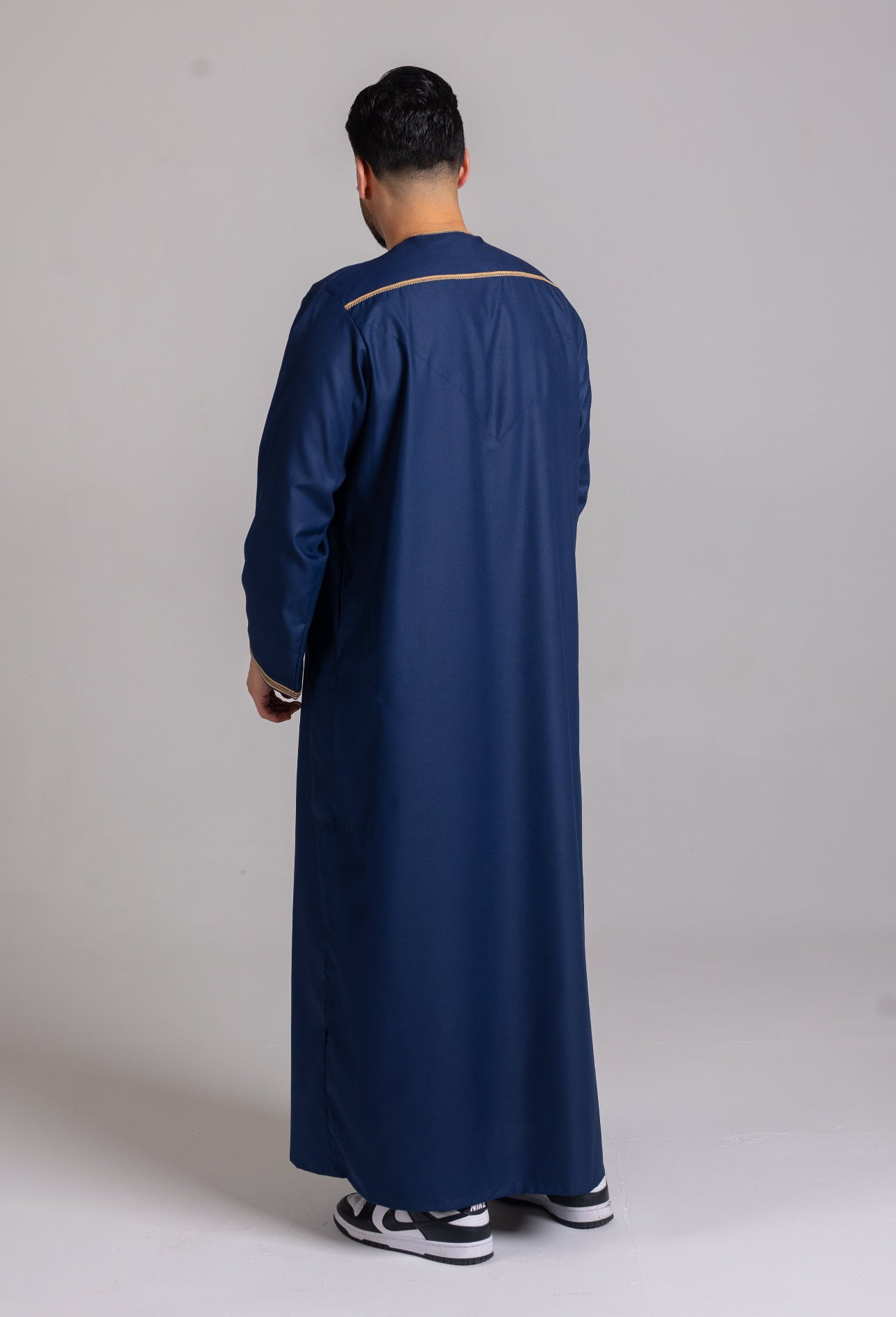Navy & Gold Patterned Omani Thobe