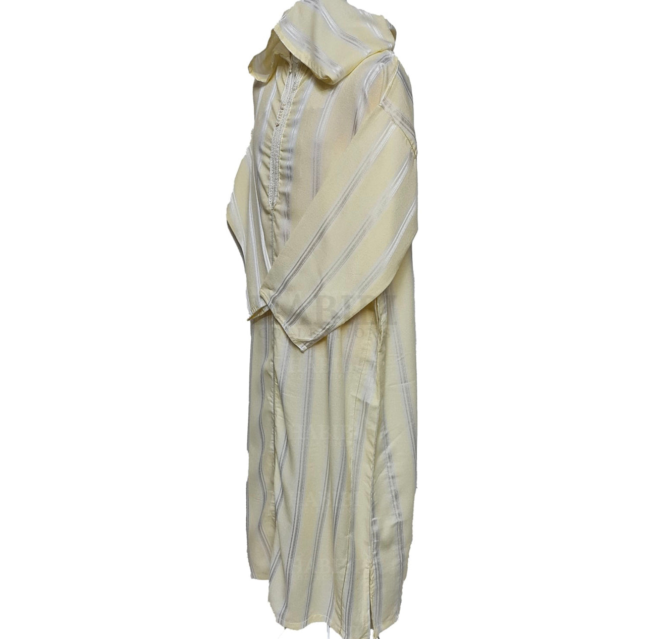 Men’s Moroccan Cotton Hooded Long Sleeve Thobe Cream Off White