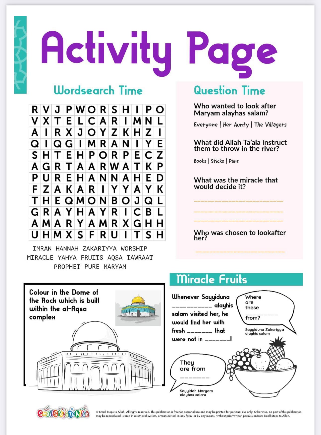 The Life of Eesaa alayhis salam Information & Activity Book