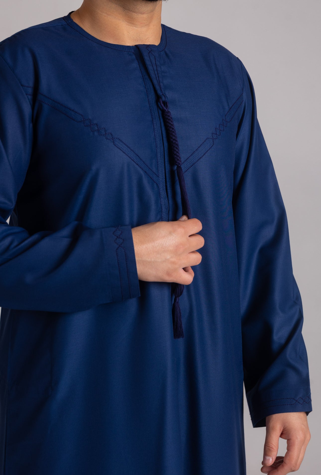 Premium Embroidered Emirati Thobe ( Navy  )