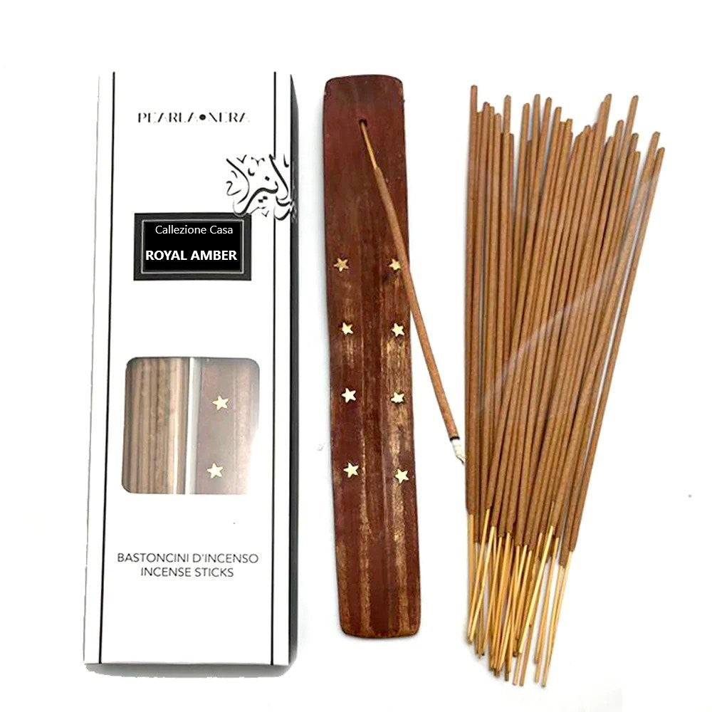 ROYAL AMBER INCENSE STICKS WITH WOODEN HOLDER