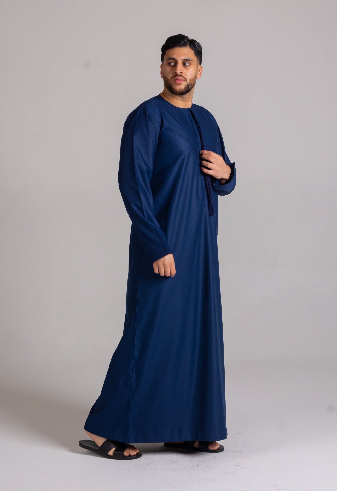 Premium Embroidered Emirati Thobe ( Navy  )