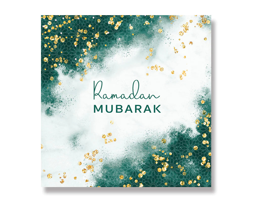 Ramadan Mubarak Card in Emerald Green and Gold