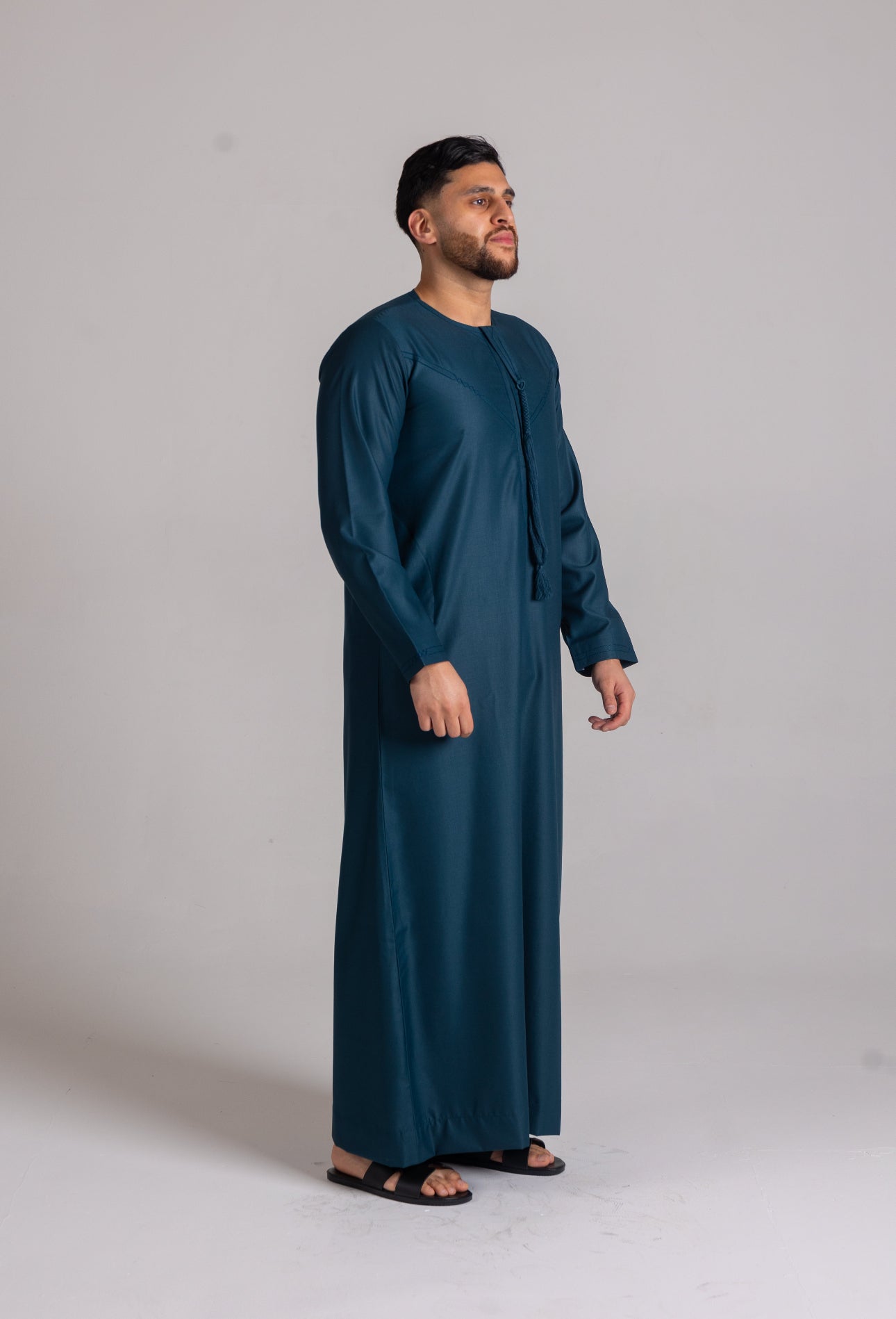 Premium Embroidered Emirati Thobe ( Teal  )
