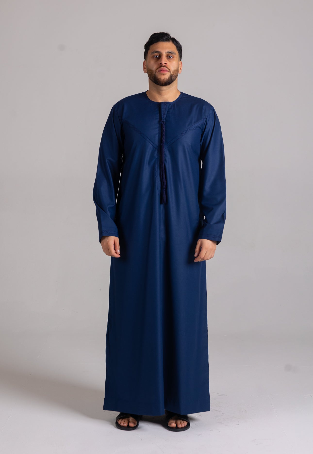 Premium Embroidered Emirati Thobe ( Navy  )
