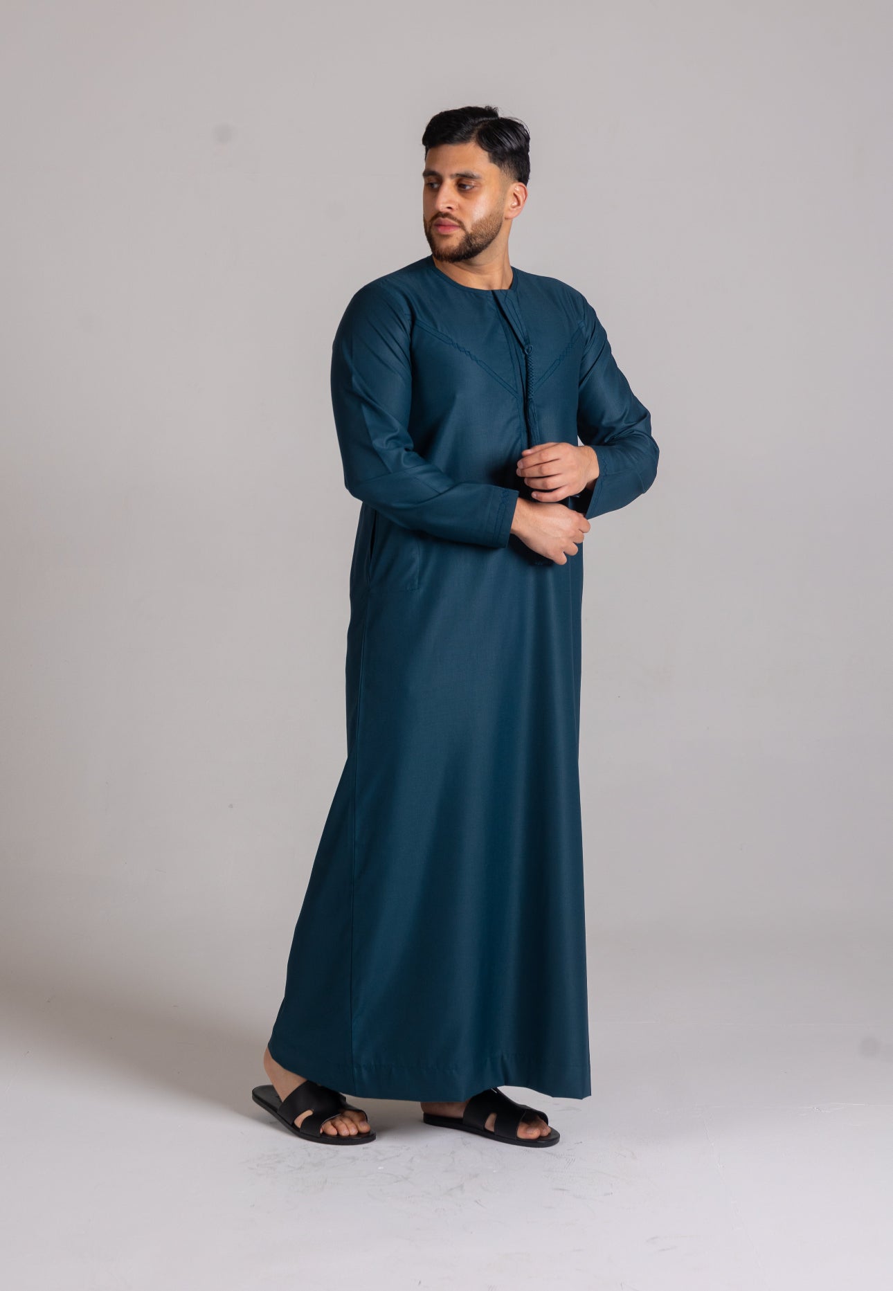 Premium Embroidered Emirati Thobe ( Teal  )