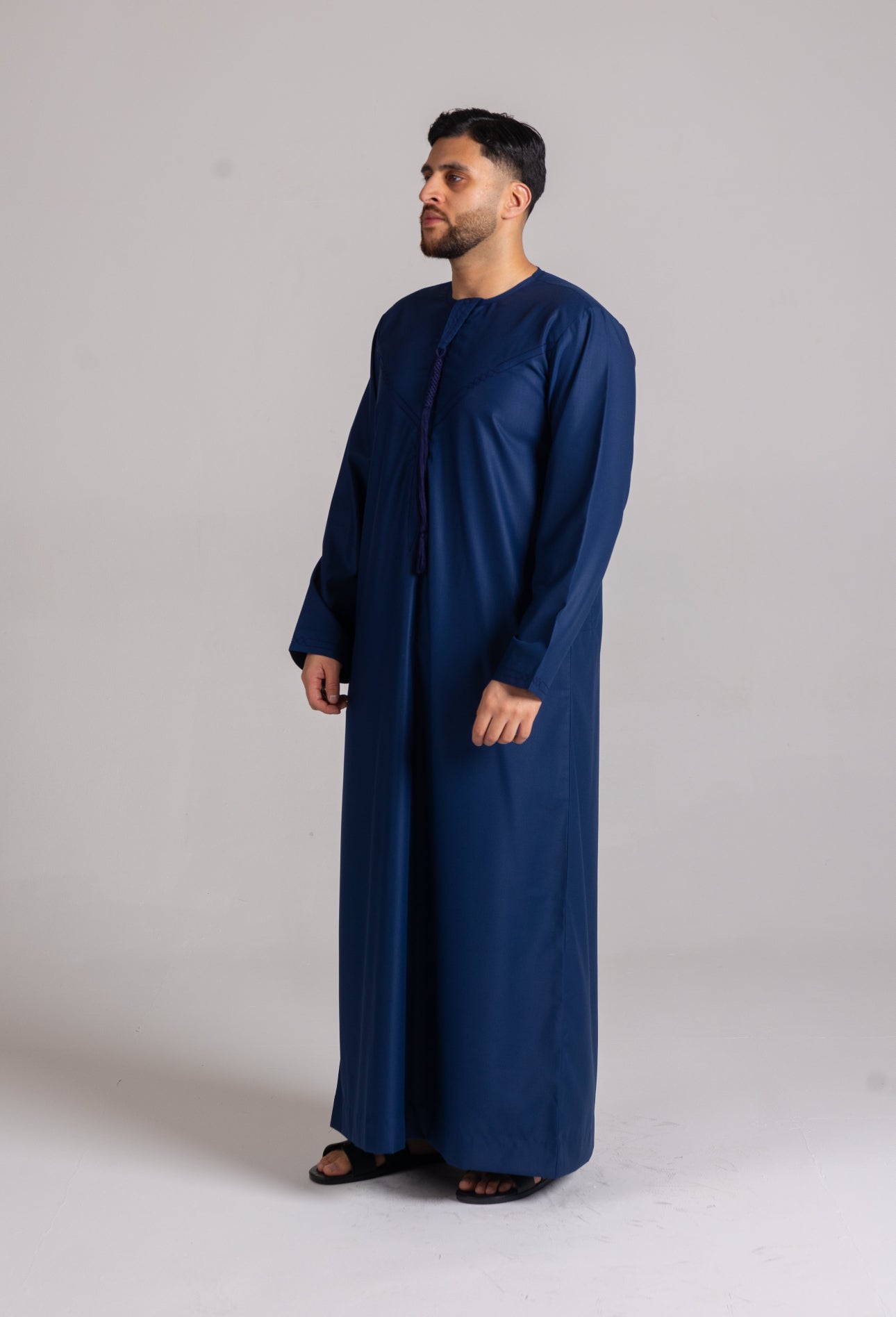 Premium Embroidered Emirati Thobe ( Navy  )