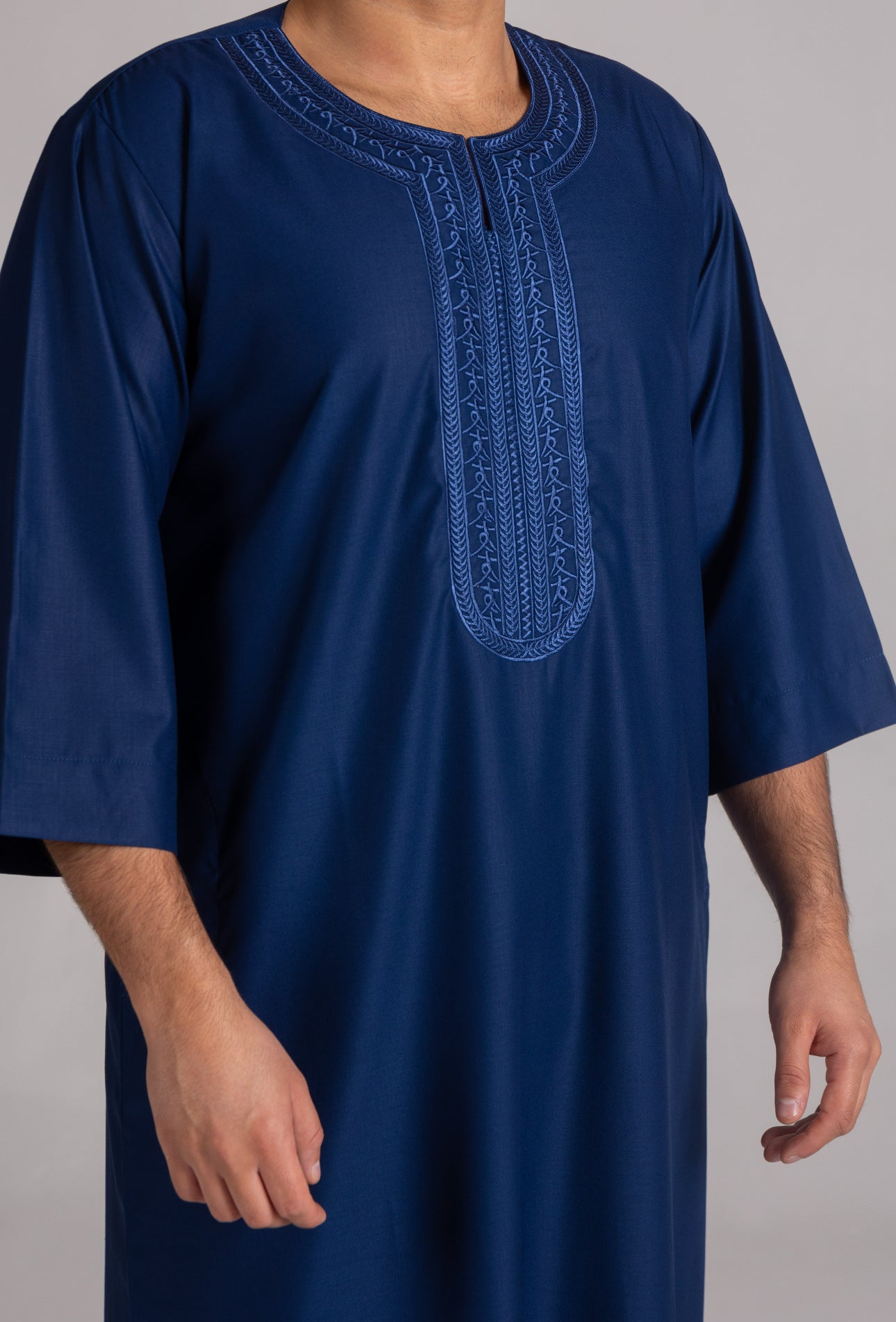 Premium 3 Quarter Sleeve Thobe Navy