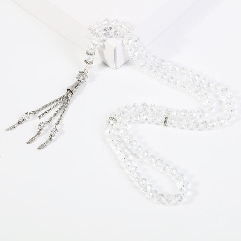 99 BEAD CRYSTAL TASBEEH / PRAYER BEADS CLEAR