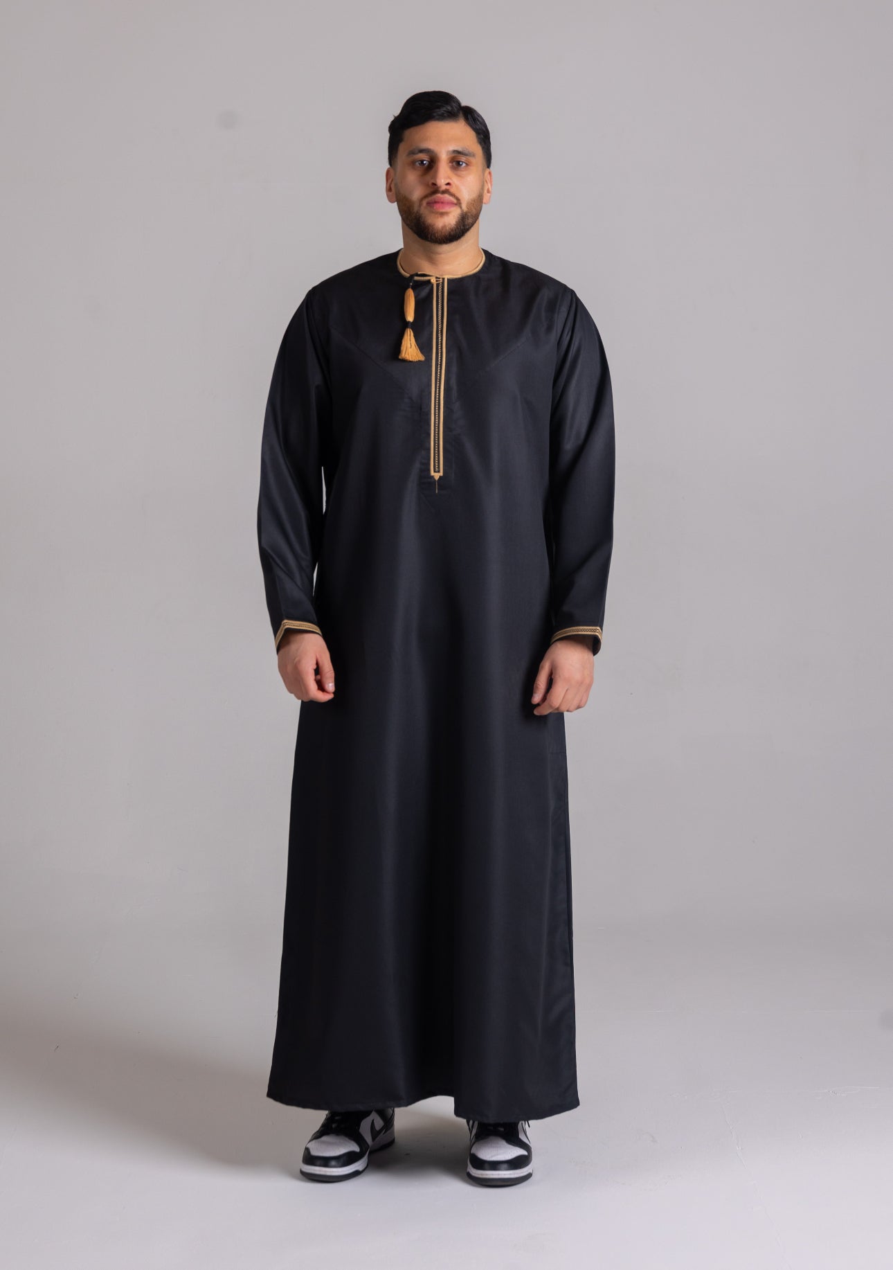 Black & Gold Patterned Omani Thobe