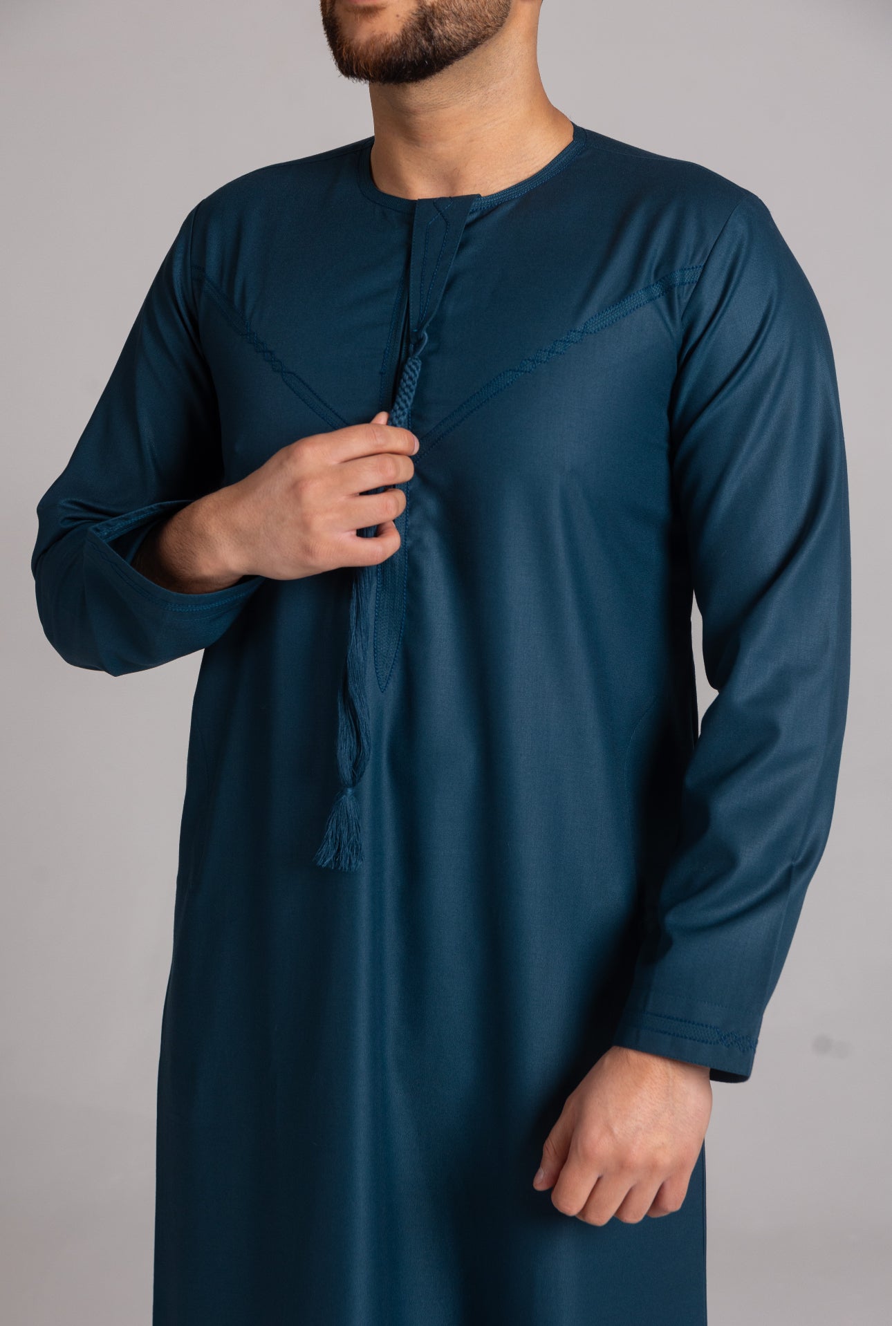 Premium Embroidered Emirati Thobe ( Teal  )