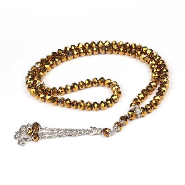 99 BEAD CRYSTAL TASBEEH / PRAYER BEADS GOLD
