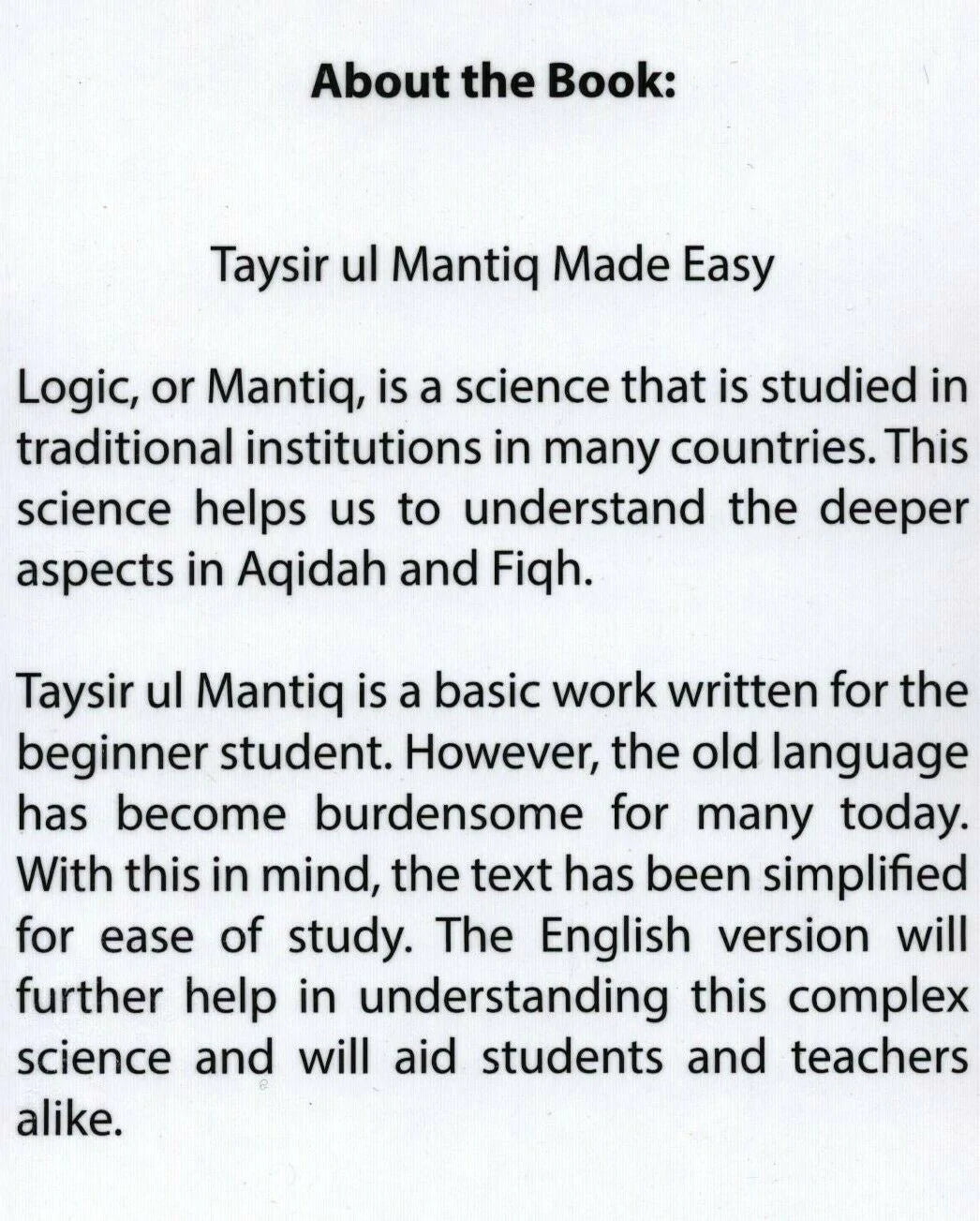 Taysir-ul-Mantiq Made Easy