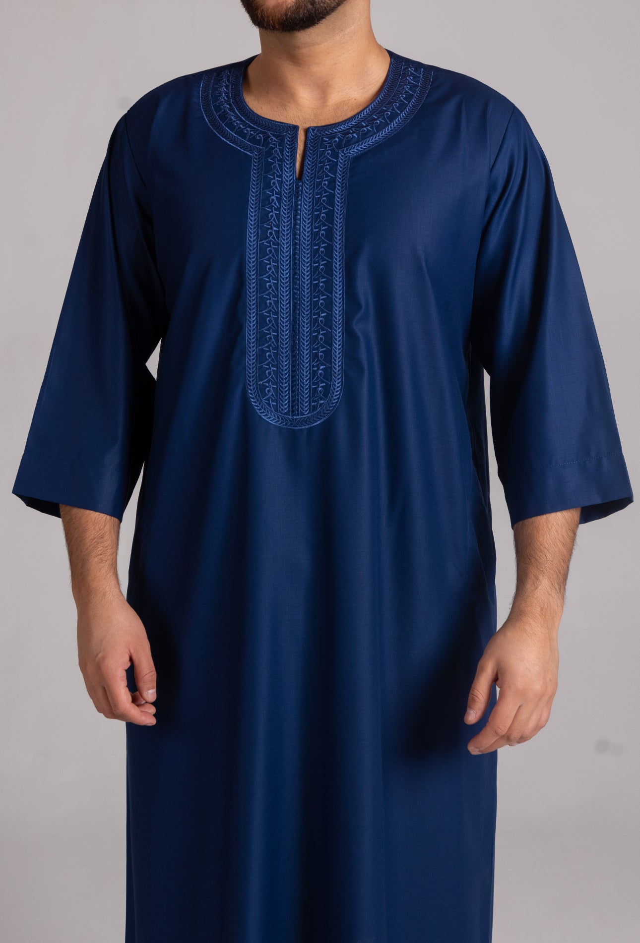 Premium 3 Quarter Sleeve Thobe Navy
