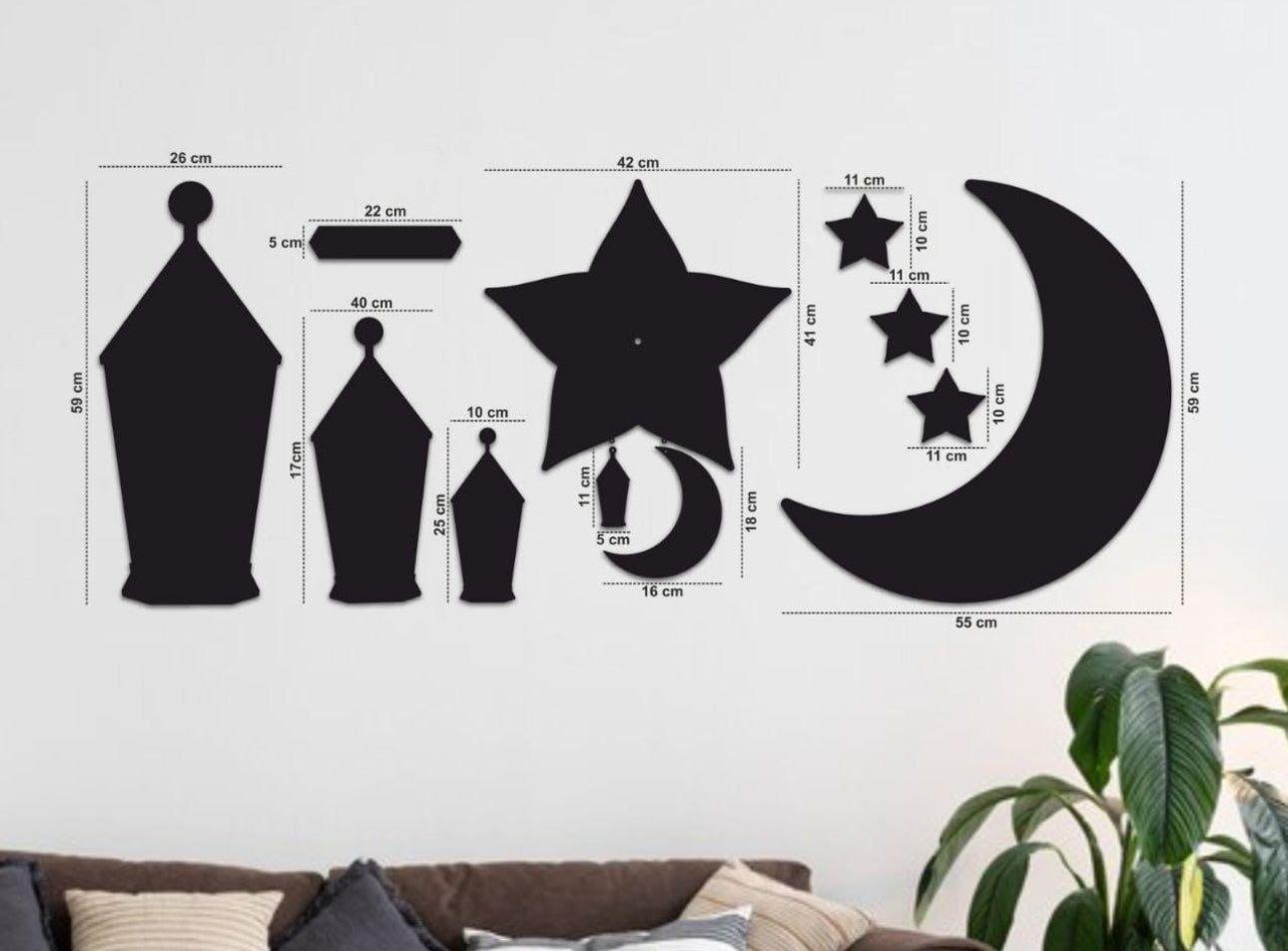 11 pcs Ramdhan Decoration Wood Set  Clock  image 4
