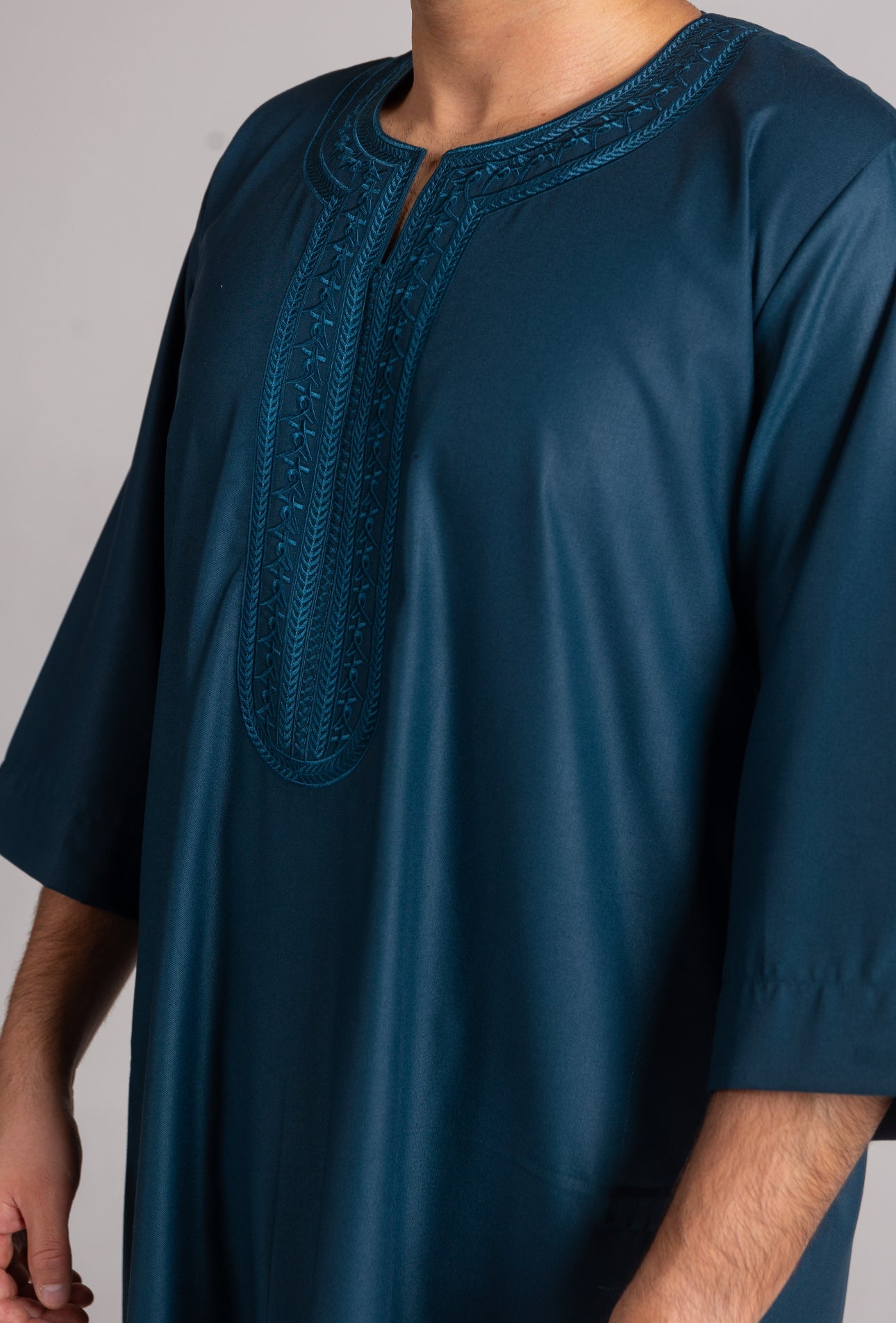 Kids Premium 3 Quarter Sleeve Thobe Teal image 2