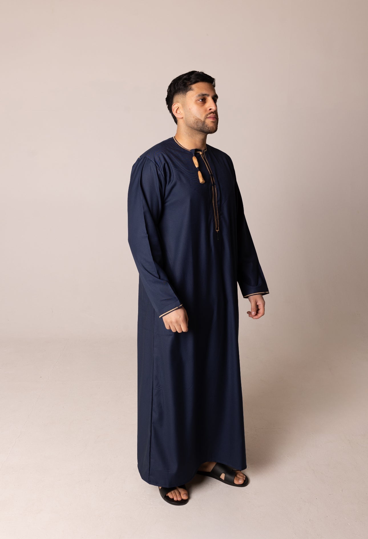 Navy & Gold Patterned Omani Thobe RM25 image 3
