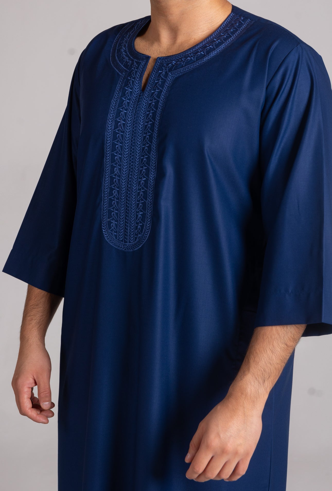 Kids Premium 3 Quarter Sleeve Thobe Navy image 3