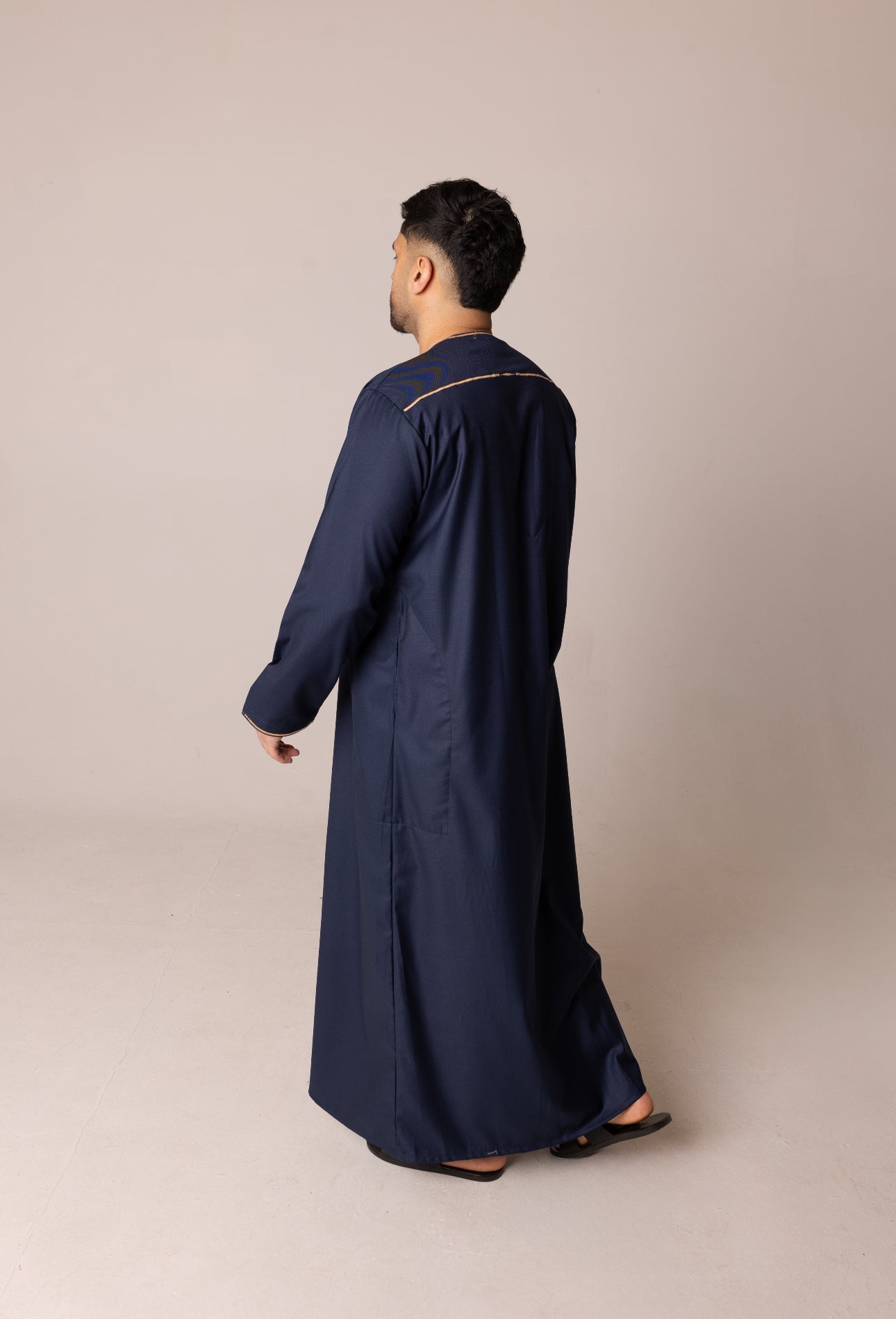 Navy & Gold Patterned Omani Thobe RM25 image 2